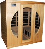 Luxus Infrarot Wrmekabine in Hemlock Runddesign fr 4 Personen