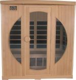 Luxus Infrarot Wrmekabine in Hemlock Runddesign fr 3 Personen